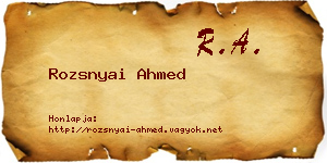 Rozsnyai Ahmed névjegykártya